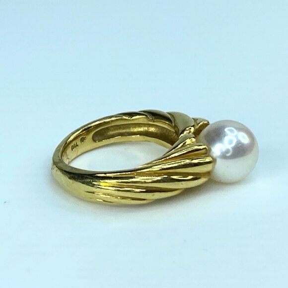 Mikimoto 8.18mm Akoya Pearl 18 karat South Sea Pearl ring 8.25g w/box JR8465 - Picture 6 of 10